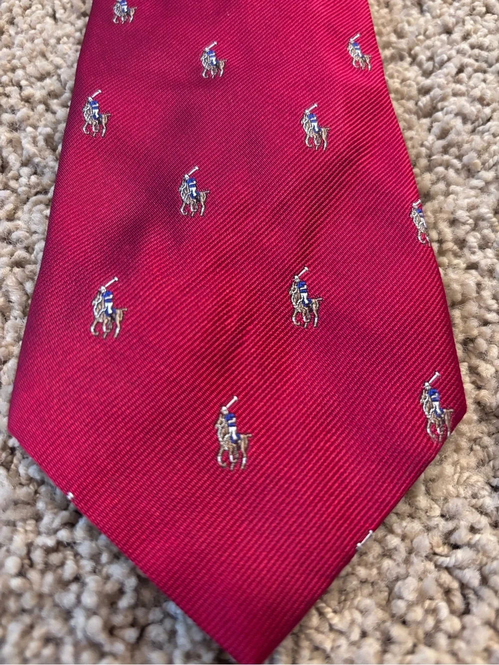 Vintage Polo Ralph Lauren Silk Deep Red Necktie | Polo Pony Logo | 57”